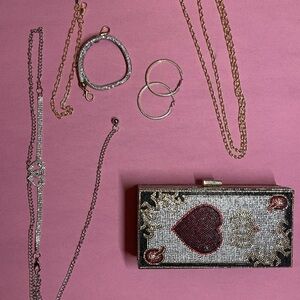 Source Unknown Heart Clutch with Red and Gold Accents